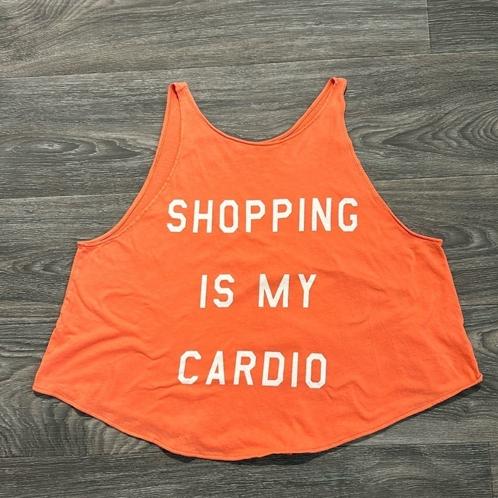 Wildfox Shopping Is My Cardio Coral Graphic Tank Top Medium Y2K 00s ASO Festival